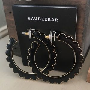 BaubleBar Jewelry - Baublebar Black/Gold Scallop Hoop Earrings EUC BaubleBar Jewelry - Baublebar Black/Gold Scallop Hoop Earrings EUC